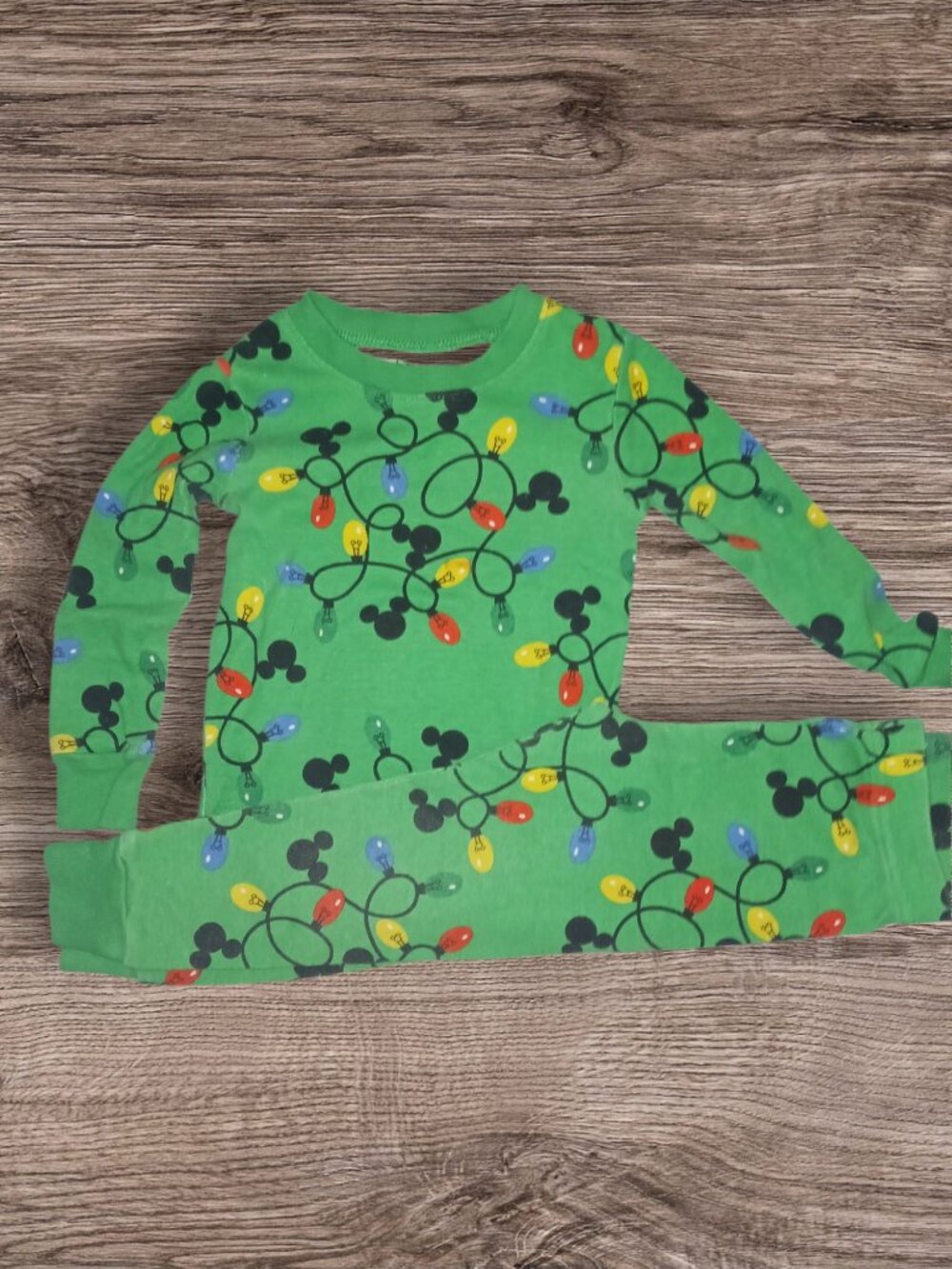 Disney Spotted Zebra 2T Mickey Christmas Lights Long Sleeve Shirt